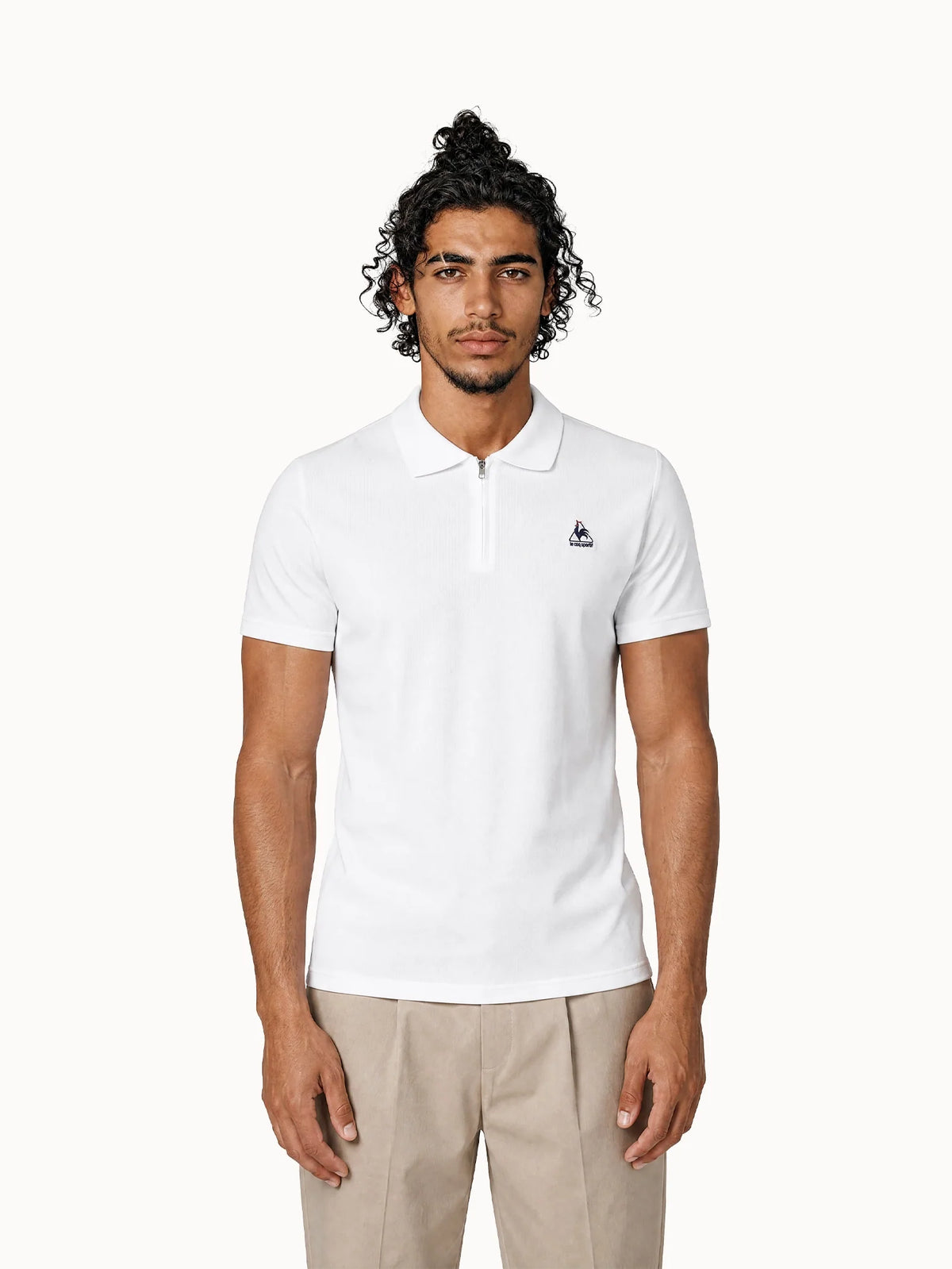 Polo demi-zippé en jersey de coton épais - 1