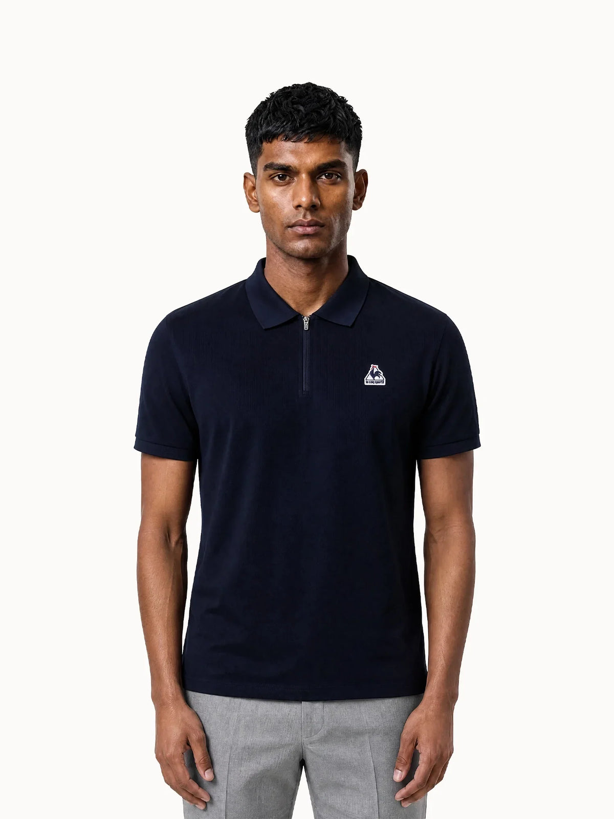 Polo demi-zippé en jersey de coton épais - 1