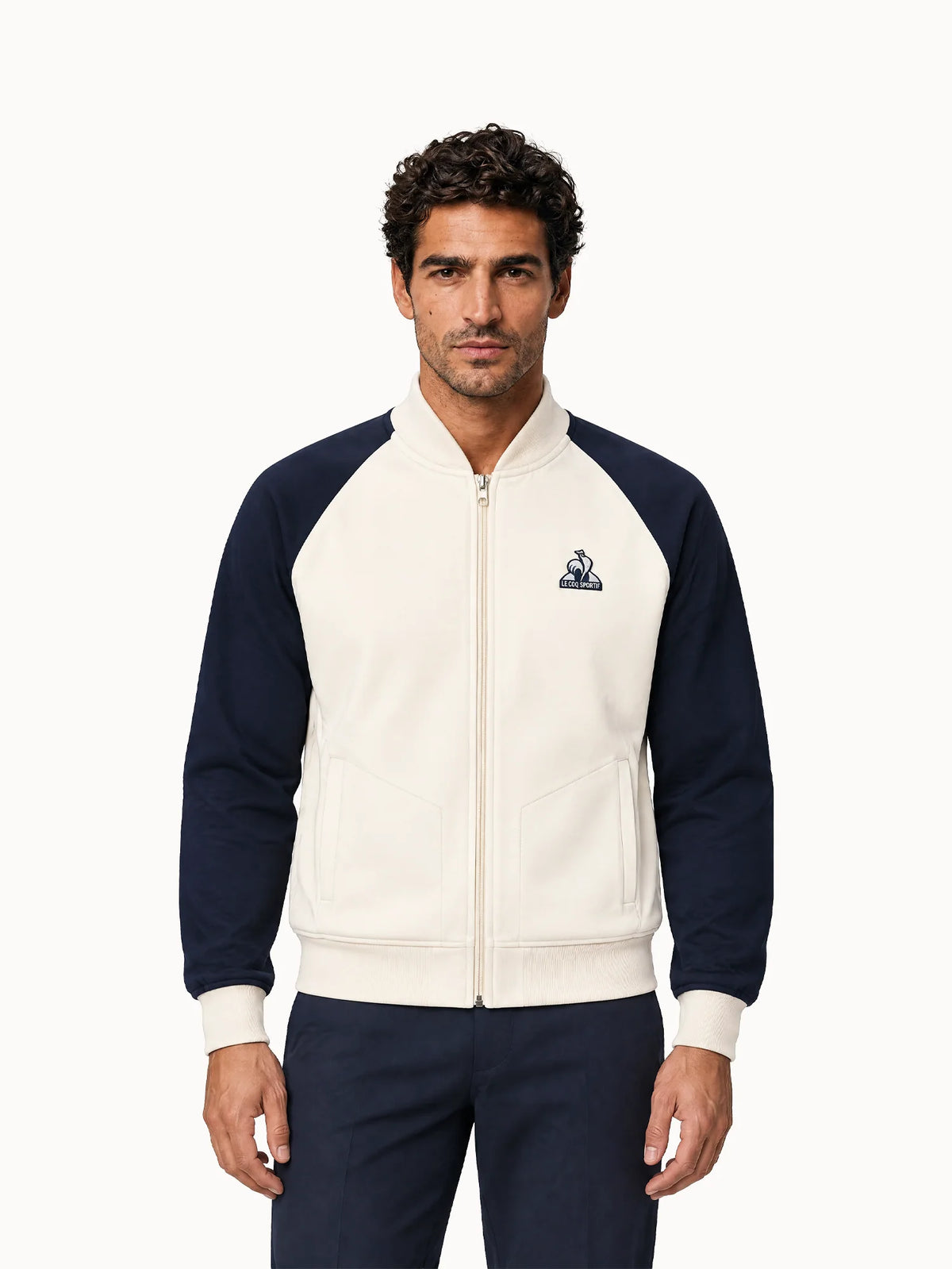 Veste zippée bicolore col bomber en double face - 1